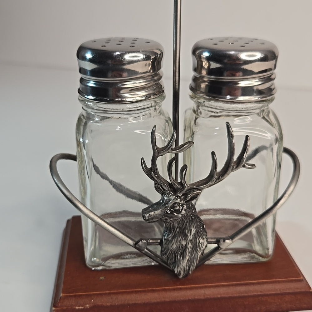 Silver Elk/Deer Salt and Pepper Shaker Set Lodge Hunting Cabin Core CabinCore - Picture 2 of 15